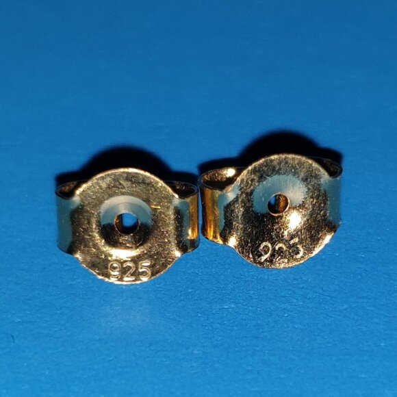 Elegant Natural Blue Sapphire 925 Sterling Silver Gold Vermeil Stud Earrings - Picture 6 of 14